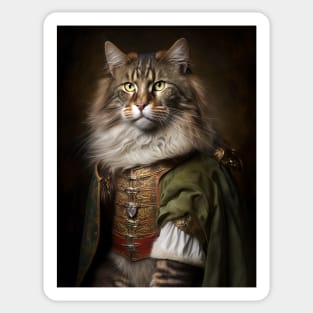 Royal Portrait of a Norwegian Forest Cat Sticker